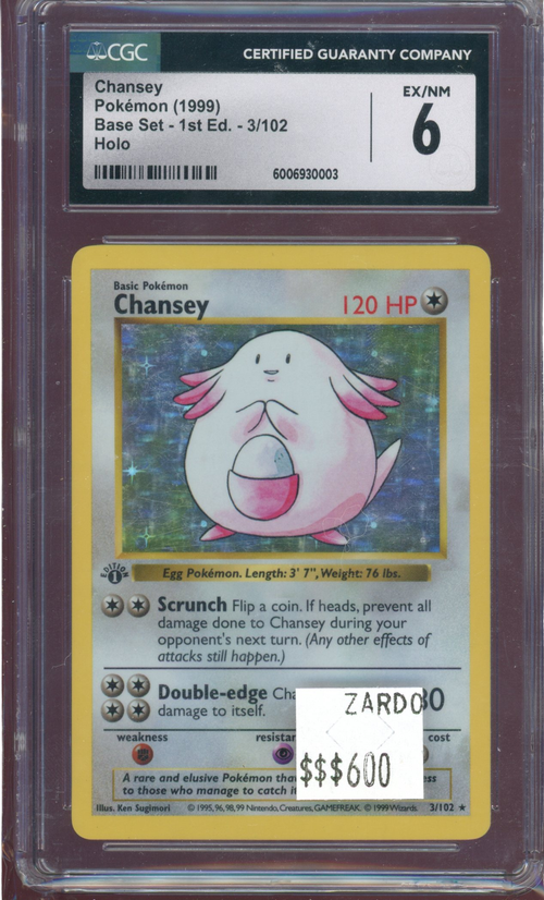 CGC 6 CHANSEY BASE SET 1ST EDITION
