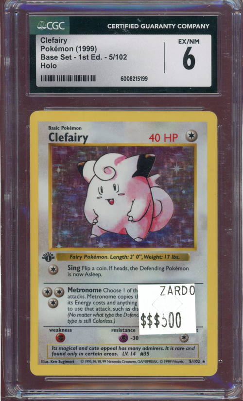 CGC 6 CLEFAIRY BASE SET 1ST EDITION